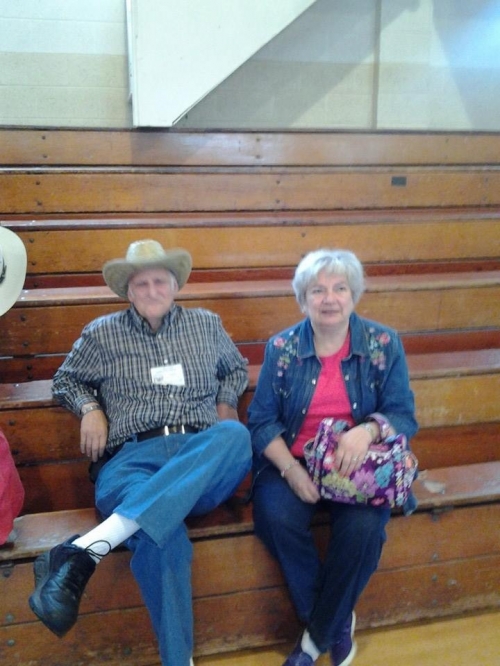 Rick and Gayle Smoot looking cowboy chic at Mills Home Reunion